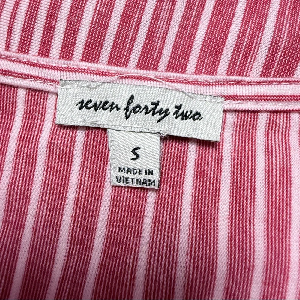 SEVEN FORTY TWO RED AND WHITE STRIPED ASYMMETRICAL TOP - Picture 7 of 7